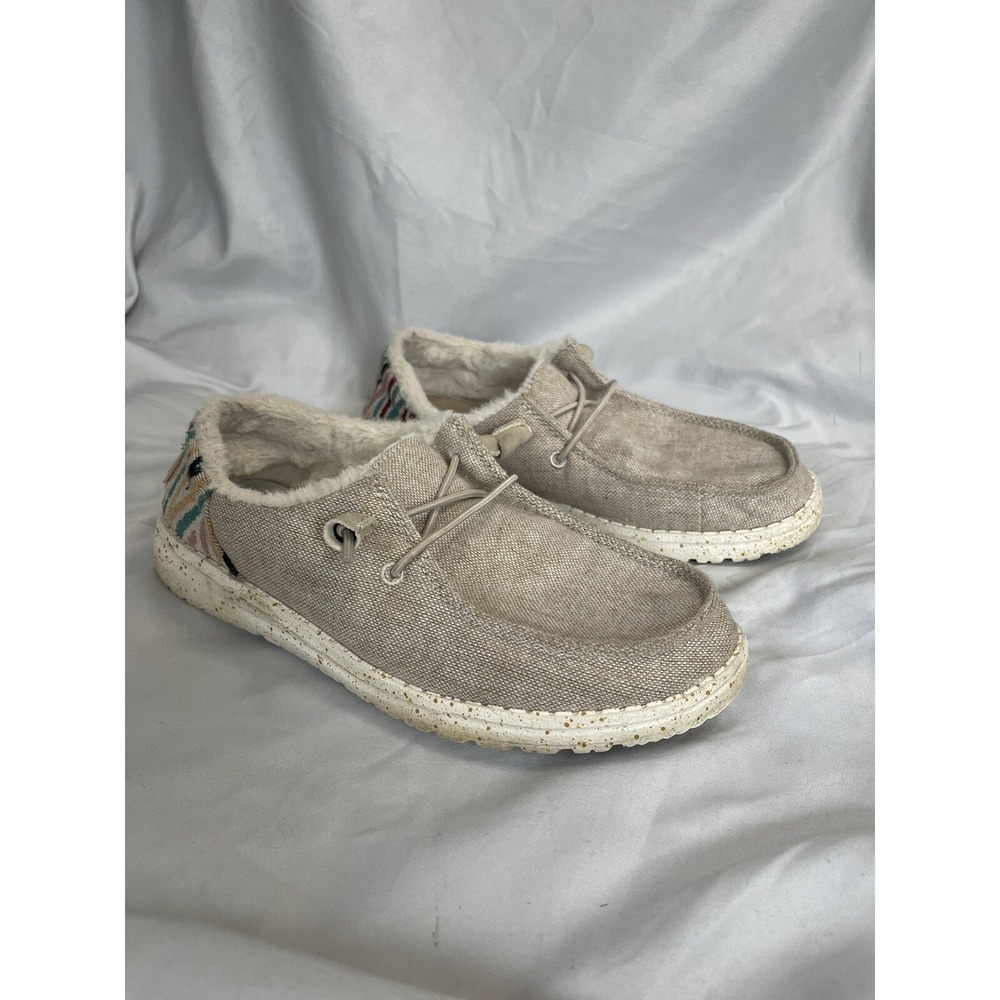 Hey Dude Womens Wendy‎ Funk Wool Beige Slip On Shoes Women's US Size 7